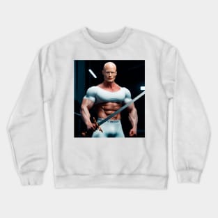 Nordic bald strong man holding sword Crewneck Sweatshirt